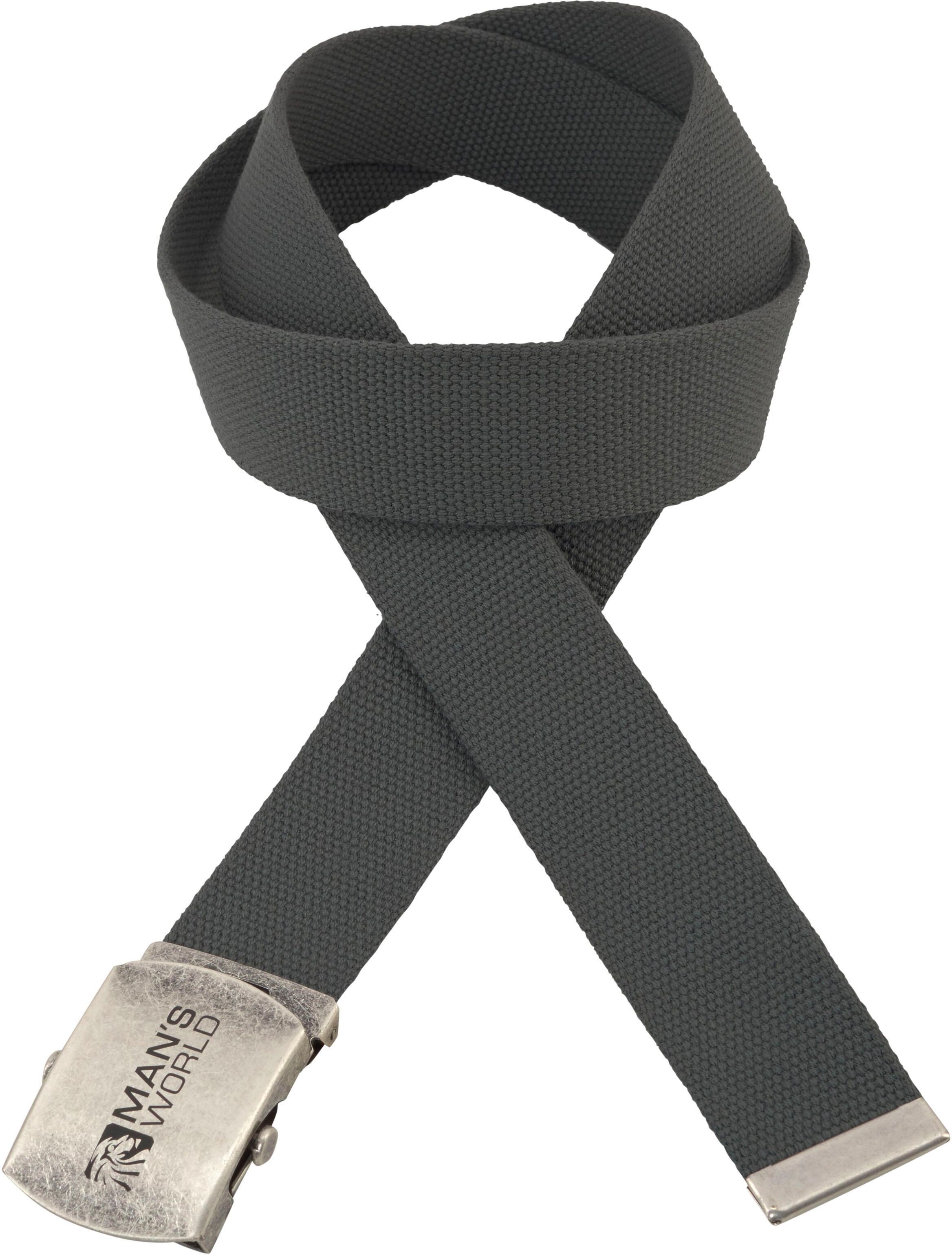Stoffgürtel MAN'S WORLD, Herren, Gr. 105, grau (grau grün), Web, Materialmix, unifarben, Gürtel Stoffgürtel, aus Textilband im zeitlosen Design - NEUE FARBE im used Look grau grün 105