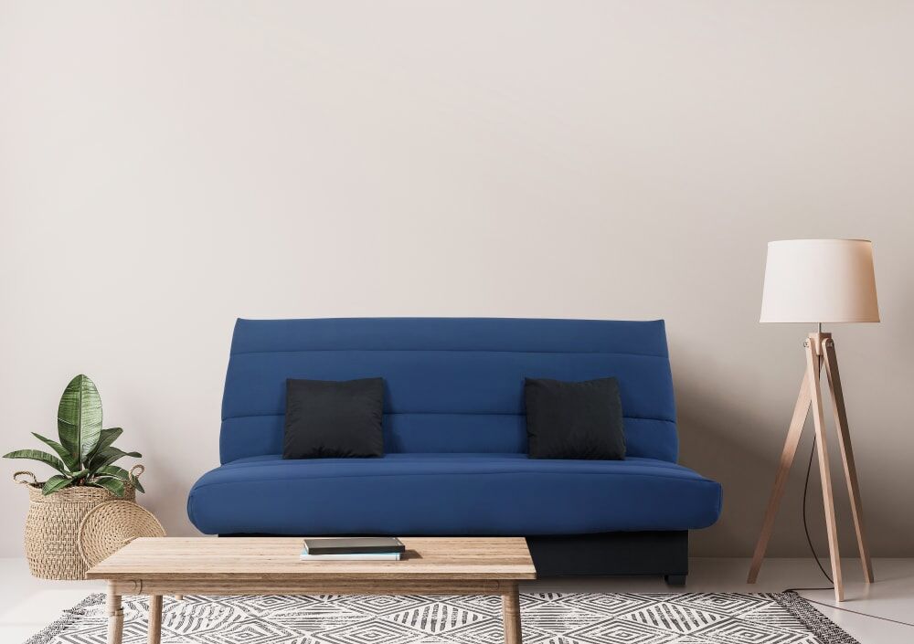 Relaxima Banquette convertible clic clac 2 places rangement intégré marine Bleu 190x13x130cm
