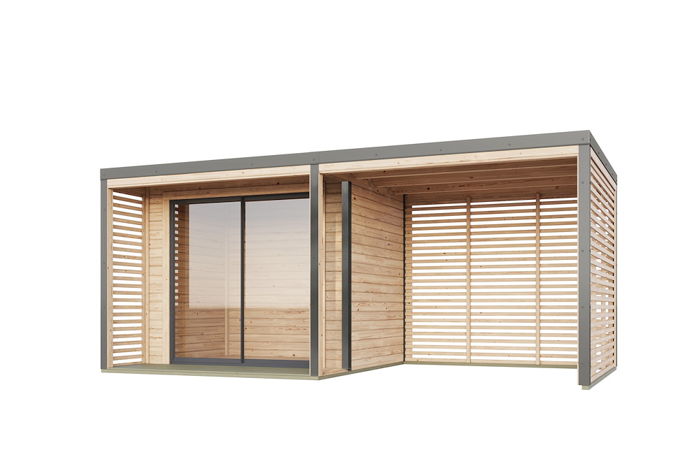 KARIBUHOLZT GH Saturn A natur 273x273x227 300cm m. Fußboden graualu 16988449
