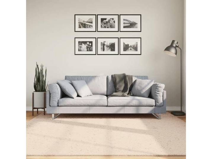 Tapis-Tapis de salon-Tapis Chambre HUARTE à poils courts doux et lavable beige 200x200 cm 741066