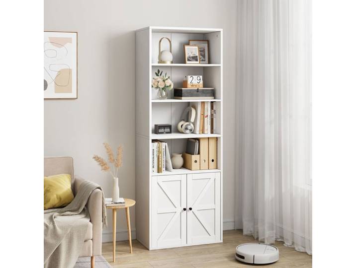 Bibliothèque – 6N Portes 60x30x181cm Blanc