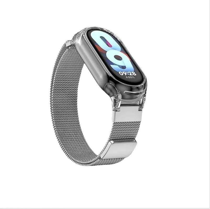INF Bracelet magnétique pour Xiaomi Mi Band avec étui transparent Argent Xiaomi Mi Band 3/4/5/6