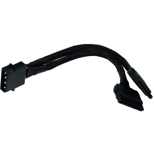 Phobya Strom/SATA Y-Kabel intern 4Pin Molex auf 2x SATA 15cm - Schwarz