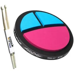 Cympad Übungspad STX 7 Zoll Practice Pad mit Schlagzeugstöcke, Schlagzeug Zubehör, Blau, Rot, Schwarz