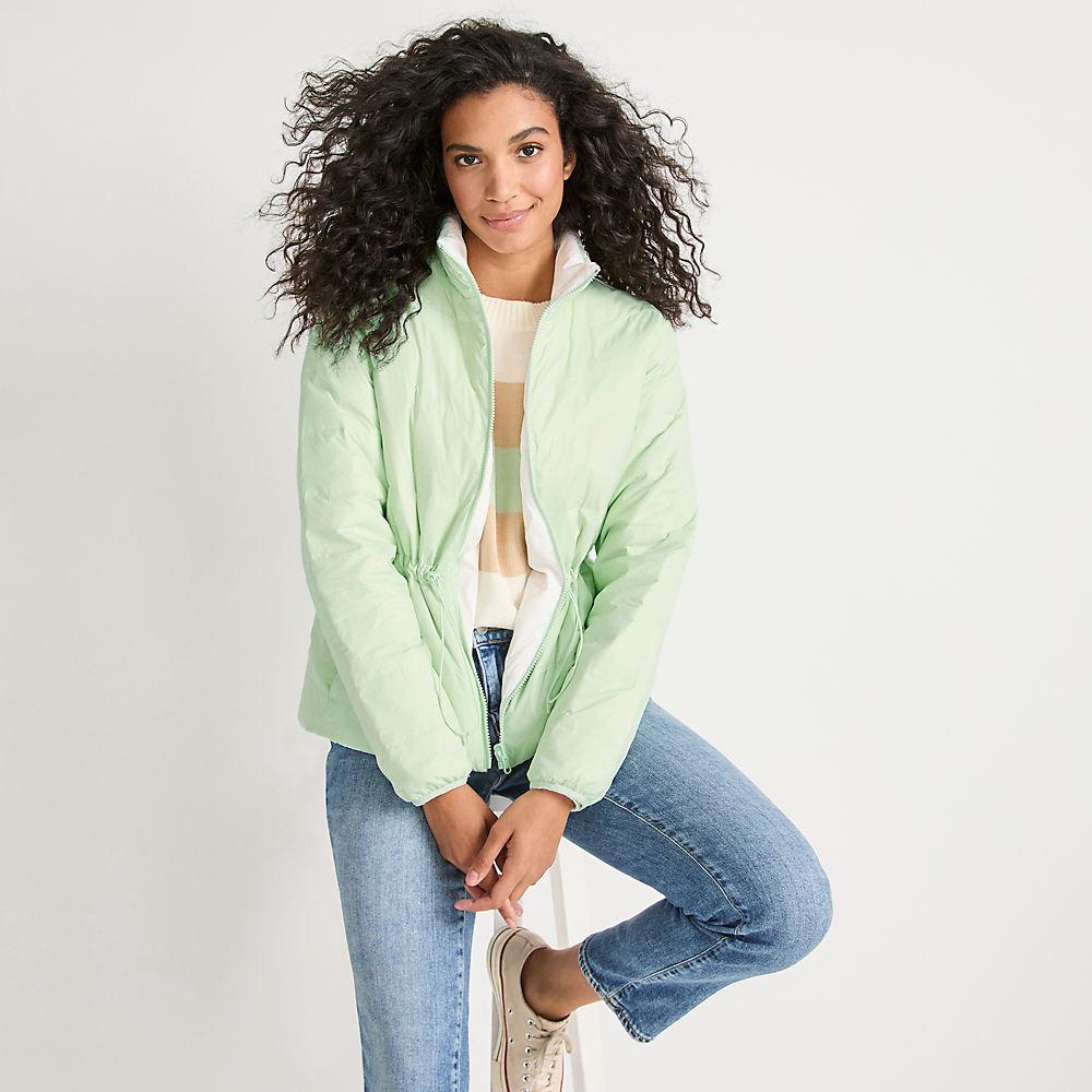 Daunen-Wendejacke WANDERWEIGHT Verstaubar Ultraleicht, Damen, size: regular, Grün, Nylon, by Lands' End