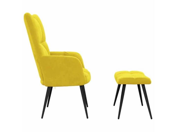 Chaise de relaxation Vidaxl design chic et élégant avec tabouret Jaune moutarde Velours @2359