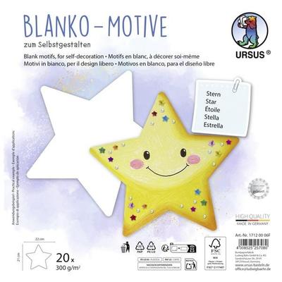 URSUS Kinderbasteln Blanko-Motive Stern, 20 Blatt