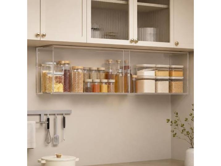 ZDMZR Wandschrank, Transparenten Schiebepaneele, Geeignet für Küche Acrylmaterial, 2 Installationsmethoden, Verschiedene Größen, Großes Fassungsvermögen, Staubdichtes(60x28x12CM/24x11x5IN)