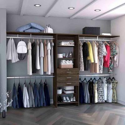/ "69""W-118""W Drawers Closet System 5 Shelves 4 Hanging Rods 3 Drawers - 118.1""wide"