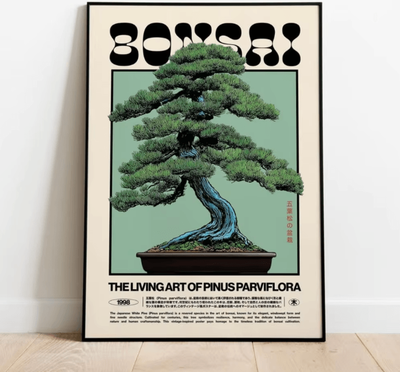 Inspire Curations Japanese White Pine Bonsai Canvas Poster Retro Zen Nature Wall Art (Frameless) tt191 40x60cm