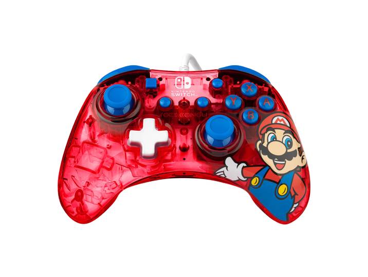 PDP Rock Candy: Mario Punch Rouge, Translucide USB Manette de jeu Analogique/Numérique Nintendo Switch, Nintendo Switch Lite, Nintendo Switch OLED