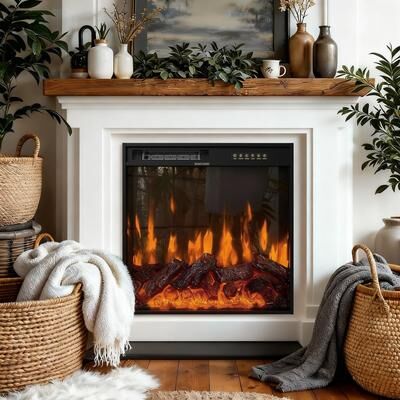 Timechee Fireplace Mantel with Bookshelves, 115.5 Inch Fireplace Surround Entertainment Center