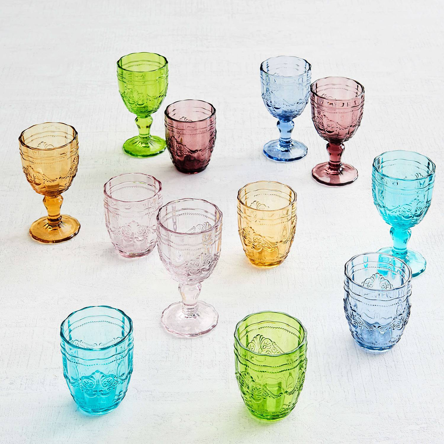 home24 Drinkglas VICTORIAN set van 6 rood/wijnrood