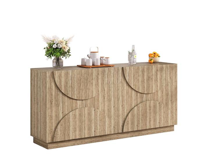 Modenvie Sideboard 160/40/80 cm aus Spanplatte mit geräuschlos öffnenden Türen Natur, Naturfarben, 160x80x40 cm, Kleinmöbel, Kommoden, Sideboards
