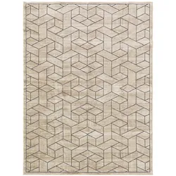benuta Basic Kurzflor Teppich Daisy Cream 140x200 cm - Moderner Kurzflor-Teppich für Wohnzimmer
