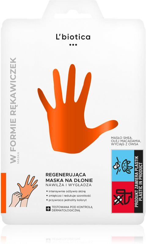 L’biotica Masks regenerująca maska do rąk w postaci rękawic 26 g