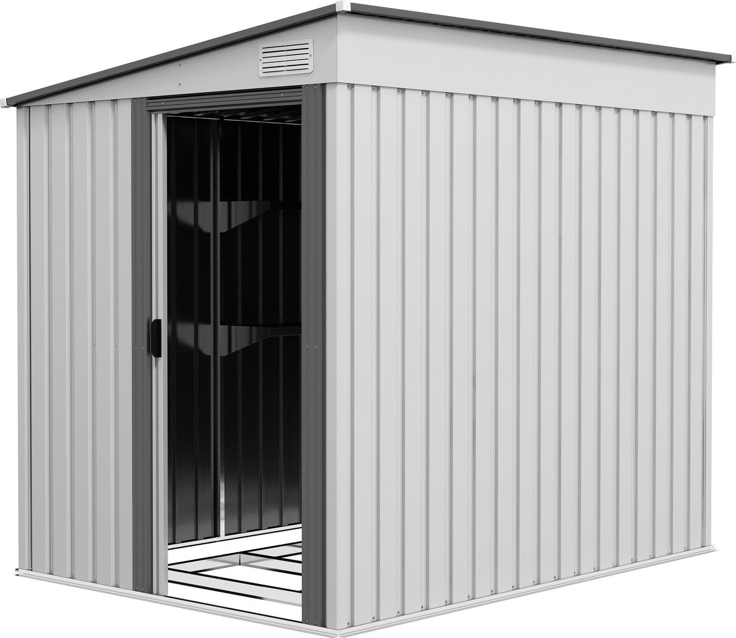 Metall Gerätehaus 2,81m² 154x206,5x181 cm Geräteschuppen mit Pultdach Fundament