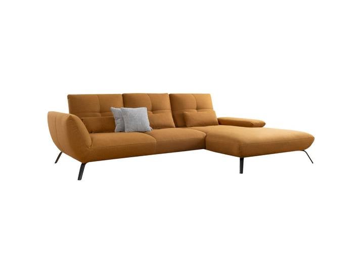 Livetastic Wohnlandschaft, Currygelb, Metall, 3-Sitzer, Ottomane rechts, Ottomane links, 301x191 cm, Wohnzimmer, Sofas & Couches, Wohnlandschaften
