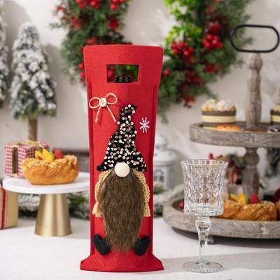 Inspired Deals Festive Christmas Wine Bottle Cover Bag For Holiday Table Decor & Gift Presentation black