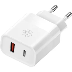 Upström UPSTRM Charger 30W Dual USB-A USB-C (30 W, 2 Ports), USB Ladegerät, Weiss