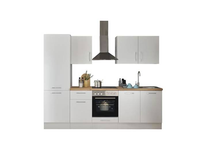 TURIN Z Küchenzeile ohne Küchengeräte Küche in Weiß Artisan Eiche Optik 270 x 211 x 60 cm (B/H/T), Küche ohne Elektrogeräte, Einbauküche ohne Geräte, geräumig, mit viel Stauraum, modernes Design