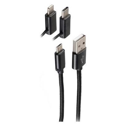 Shiverpeaks BS14-50068 USB Kabel 1 m USB A USB C/Micro-USB B/Lightning Schwarz (1 m) (BS14-50068)