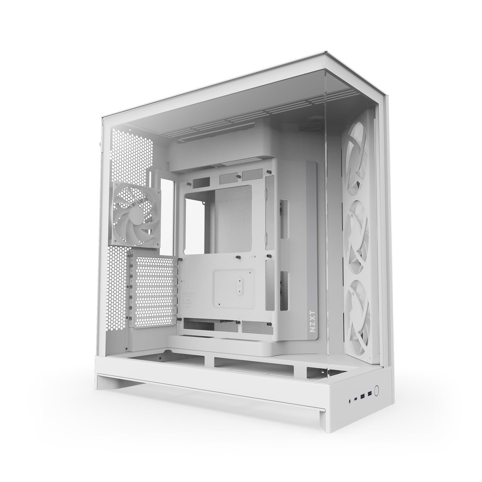 NZXT H9 Flow Gaming PC Gehäuse Midi-Tower All White Seitenfenster