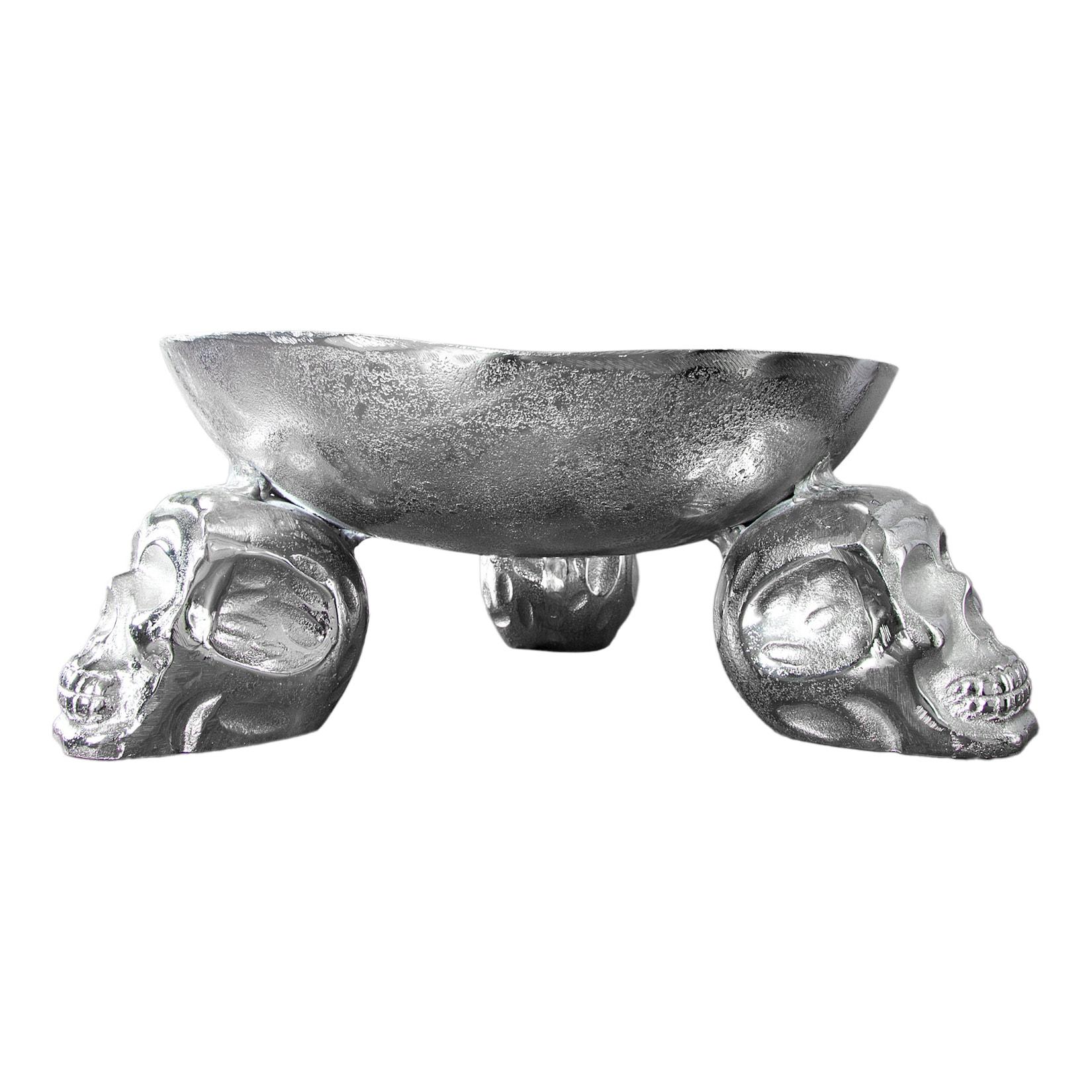 riess-ambiente Obstschale SKULL - 35cm silber Aluminium Totenkopf Schale