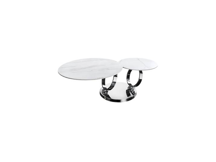 Schwenkbarer Design Keramik Couchtisch „Dancing“ Weiss / Silber Invicta Interiors