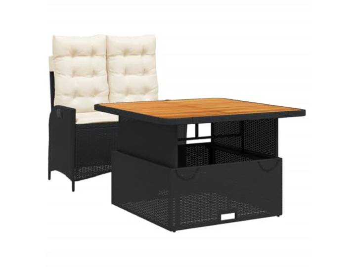 PUGYNBK Esszimmer-Set für den Garten, 2-teilig, synthetisches Rattan, Schwarz