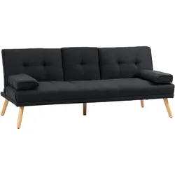 SCHLAFSOFA, 3-Sitzer-Schlafcouch mit Klappbarem Tisch, Becherhalter, Grau