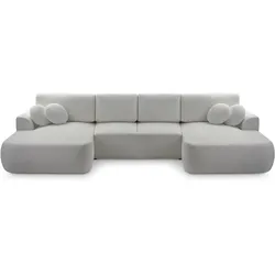 WOHNLANDSCHAFT FILO Grau Boucle-Stoff mit Schlaffunktion