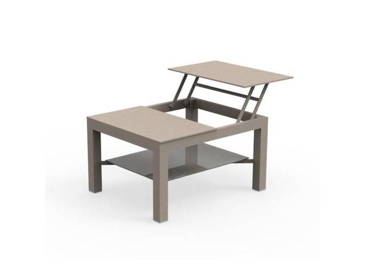 TALENTI table basse d'ouverture petit d'extérieur CHIC Collection PiùTrentanove (Dove - Aluminium peint et verre trempé brillant sérigraphié)