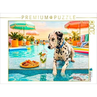 CALVENDO Puzzle Dalmatiner Poolsnack - Lustiges Sommer Hundemotiv | 2000 Teile Lege-Größe 90x67cm Foto-Puzzle für glückliche Stunden