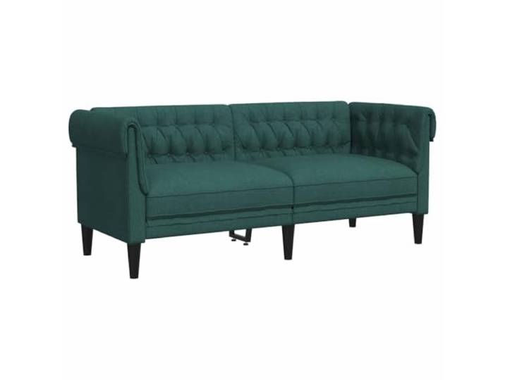 GHVBNMF 2-Sitzer Chesterfield-Sofa Dunkelgrün Stoff Couch Stilvoller 2-Sitzer Polstersessel mit gerollten Armlehnen für Wohnzimmer und Büro, dicke Schaumstoff-Polsterung.
