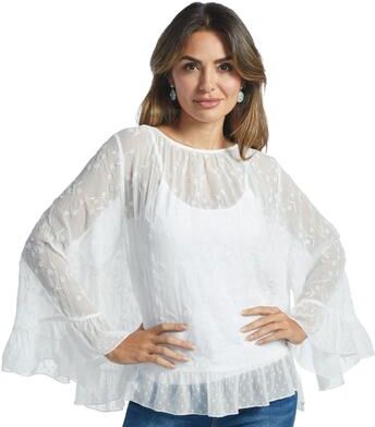 Masseys Light As Air Capelet Top (Size Medium) White, Polyester