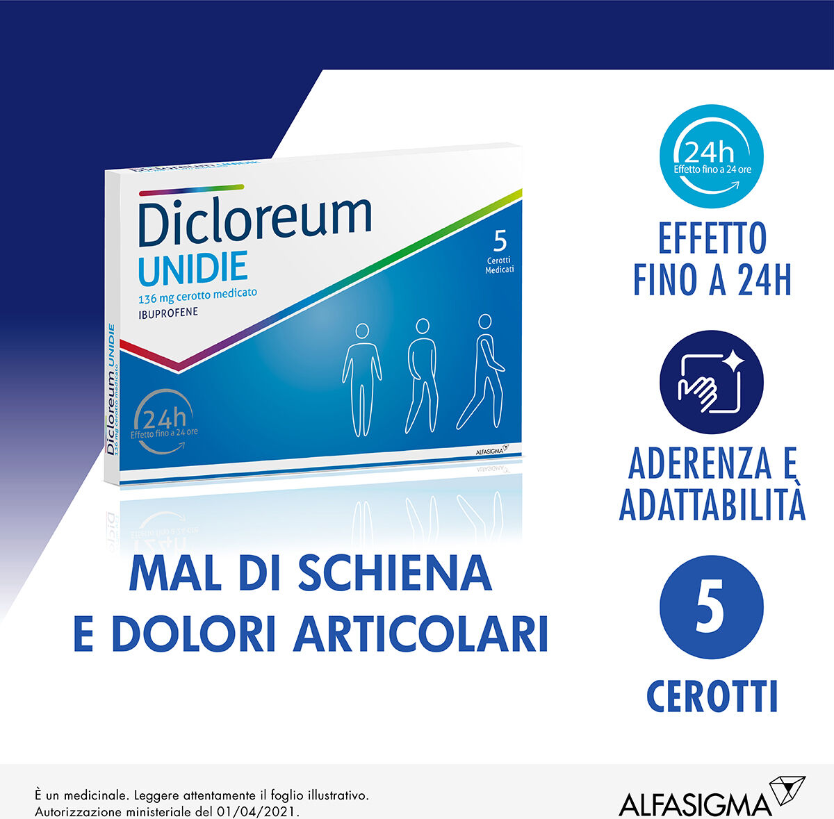 Dicloreum Unidie 136 mg 5 Cerotti Medicati