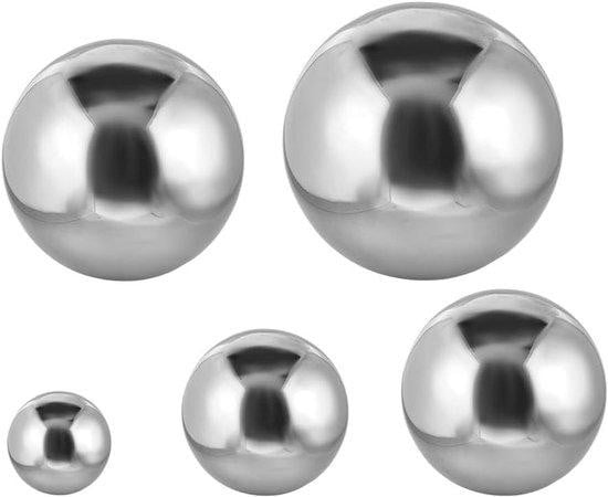 Set van 13 zilveren spiegelballen van roestvrij staal voor tuin decoratie in 5 verschillende maten