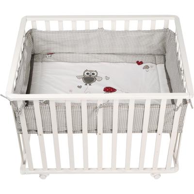 Laufgitter ROBA "Adam & Eule, weiß, 75x100 cm", Baby, weiß, Laufställe Laufgitter, mit Stoffeinlage; Rollen, höhenverstellbar