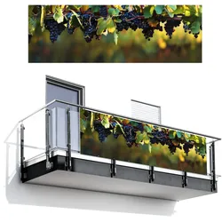 BALKON-SICHTSCHUTZ Trauben - Wein - Natur - Grün Windschutz 300x100 cm