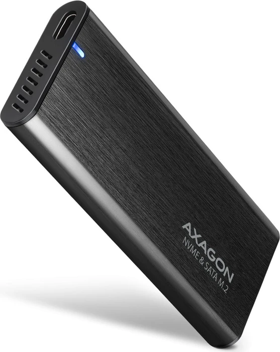 AXAGON EEM2-SB2, M.2 NVMe & SATA schraubenlose RAW-Box, schwarz