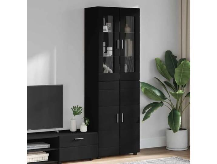 HKQWPBF Highboard Florin 60 x 35 x 182 cm Schwarz Holzwerkstoff Matte Oberfläche, klares Design, vielseitig nutzbar, robustes Material, pflegeleichte Oberfläche