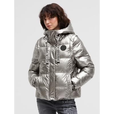 Winterjacke SOCCX, Damen, Gr. XS, silber, Steppware, Material Oberstoff: 100% Polyamid, Beschichtung: 100% Polyurethan, Futter: 100% Polyester, Füllung: 100% Polyester, glänzend, regular fit normal, eingesetzt elastischer Bund, Jacken Winterjacke,...