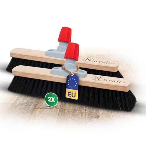 Novaliv Set van 2 Paardenhaarbezemkoppen, 40 cm, Zwart