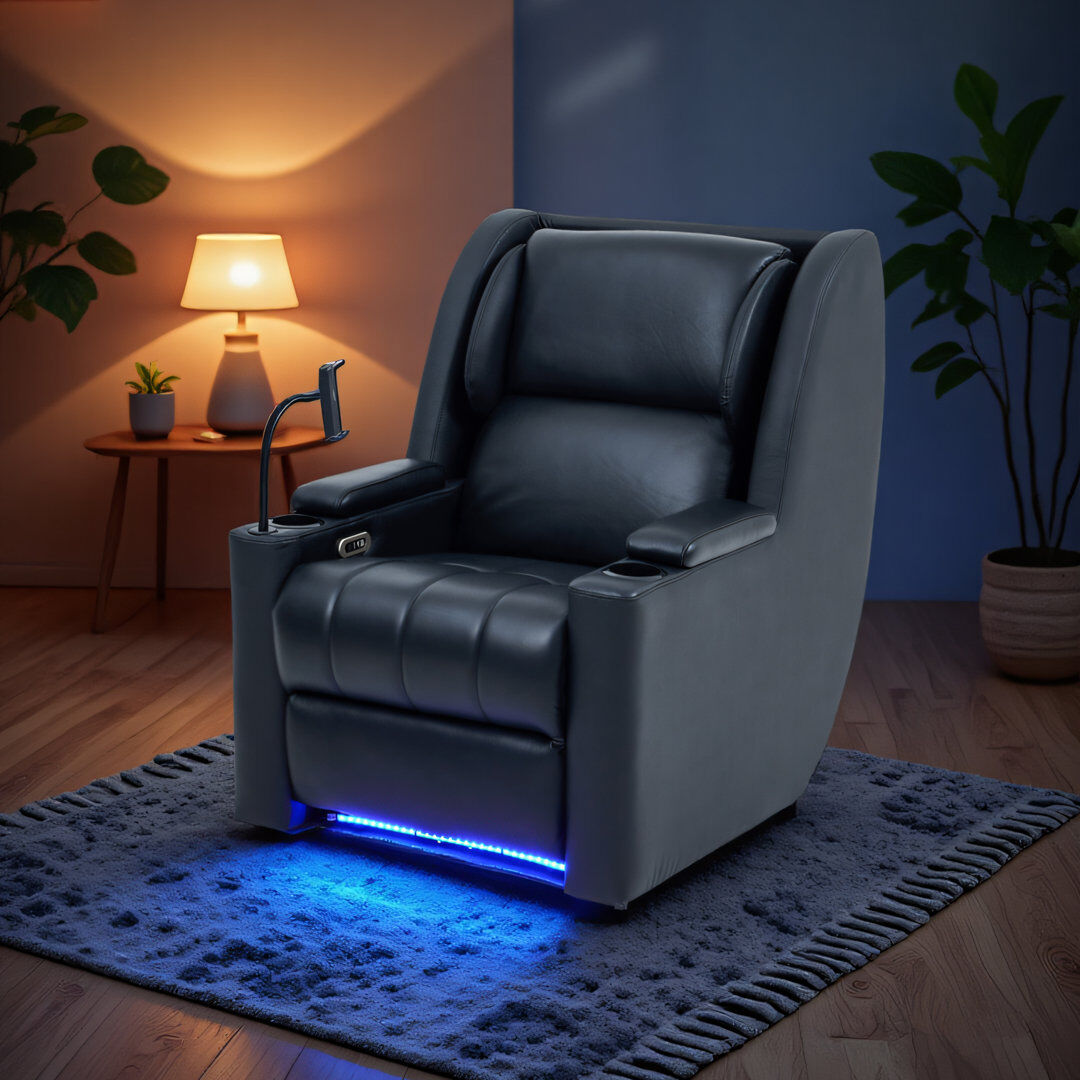 Louis Donne 100 cm Wide Faux Leather and Leather Wall Home Theatre Recliner Black 105cm H X 100cm W X 100cm D