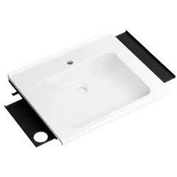 Hewi Mineralguss-Waschtisch 950.19.074DX 65x58cm, mit Haltegriff, 2 Ablagen, Haken, weiß, weiß tiefmatt