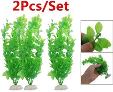 Inspire Curations Green Artificial Aquarium Plants Plastic Fish Tank Decor Grass 2pcs