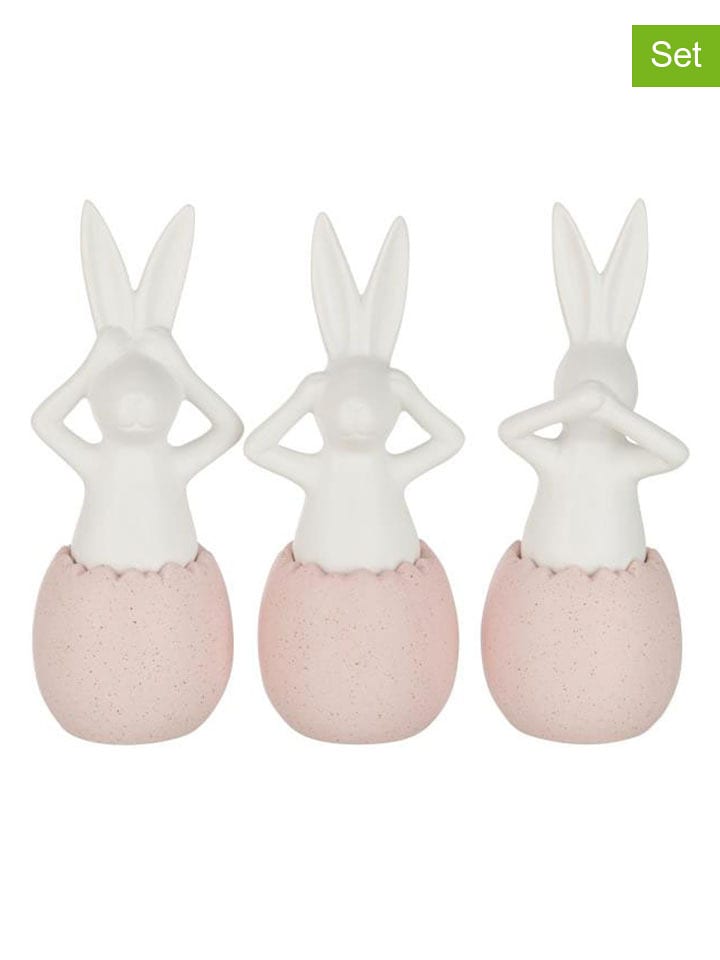 J Line 3er-Set: Dekofiguren "Hase" in Rosa/ Weiß - (H)25 x Ø 9 cm - onesize