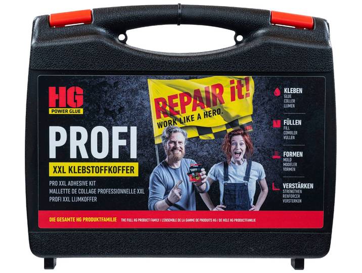 Reparatur-Set HG PowerGlue , schwarz, 7 Stk., Reparatur-Sets, Reparatur-Set, XXL-Profikoffer, die Schweissnaht aus der Flasche