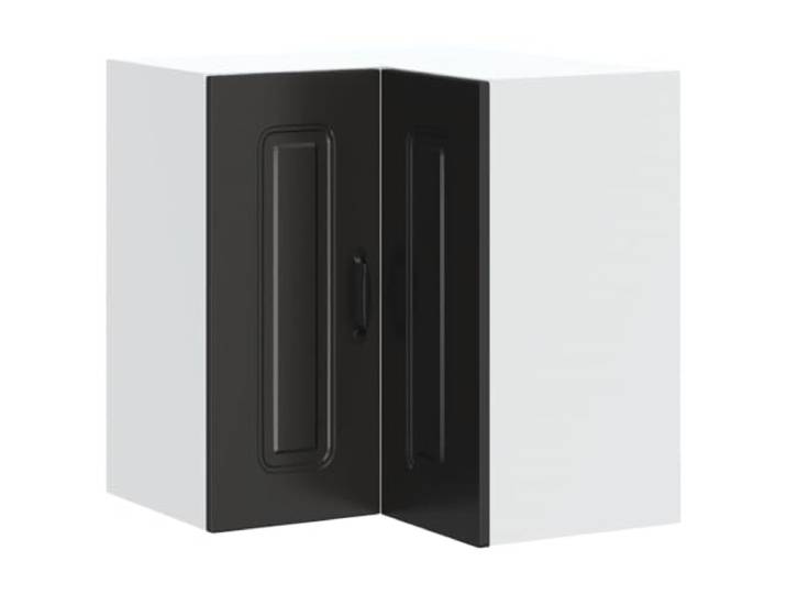 HKTMGDNG Küchen-Eckhängeschrank Kalmar Schwarz Holzwerkstoff 57x57x60cm Optimiert ungenutzte Küchenecken ideal: Wandmontierter Eckschrank mit Türen bietet praktischen Stauraum für Geschirr.